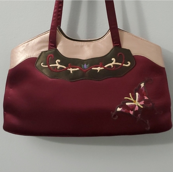 Vintage Dolce Vita 90's  Women's Satin Embroided Purse Handbag - Picture 3 of 8